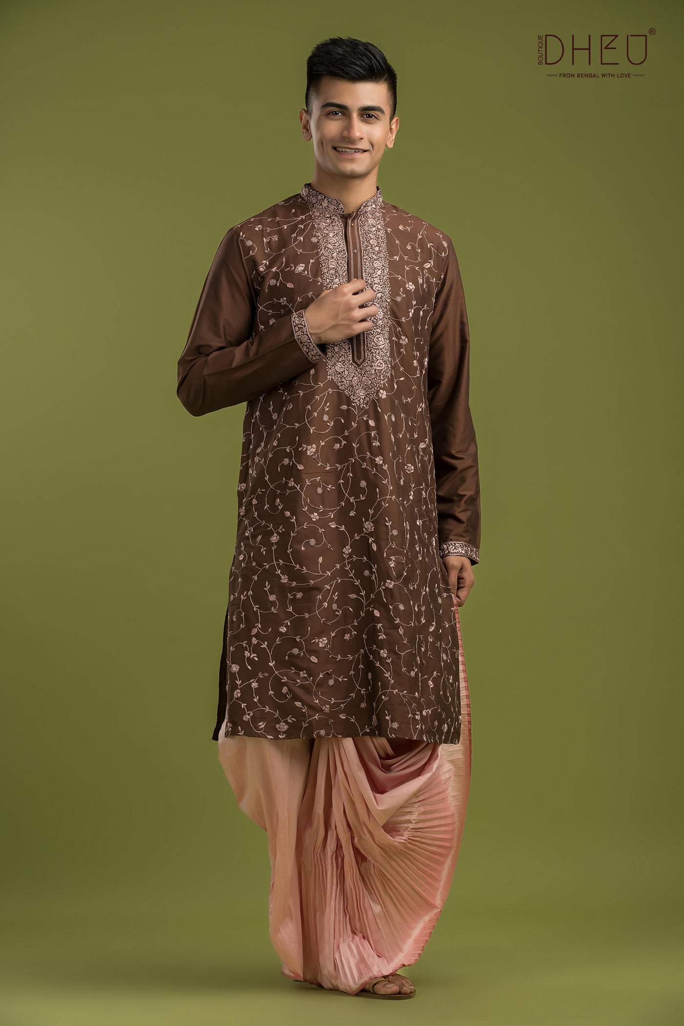 Exclusive Katan Silk Kurta & Dhoti(Optional) Set