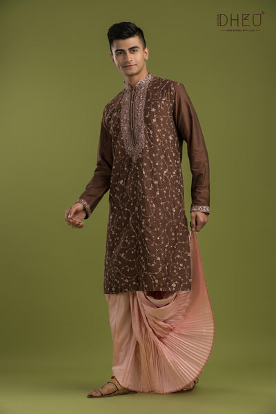 Exclusive Katan Silk Kurta & Dhoti(Optional) Set