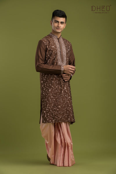 Exclusive Katan Silk Kurta & Dhoti(Optional) Set