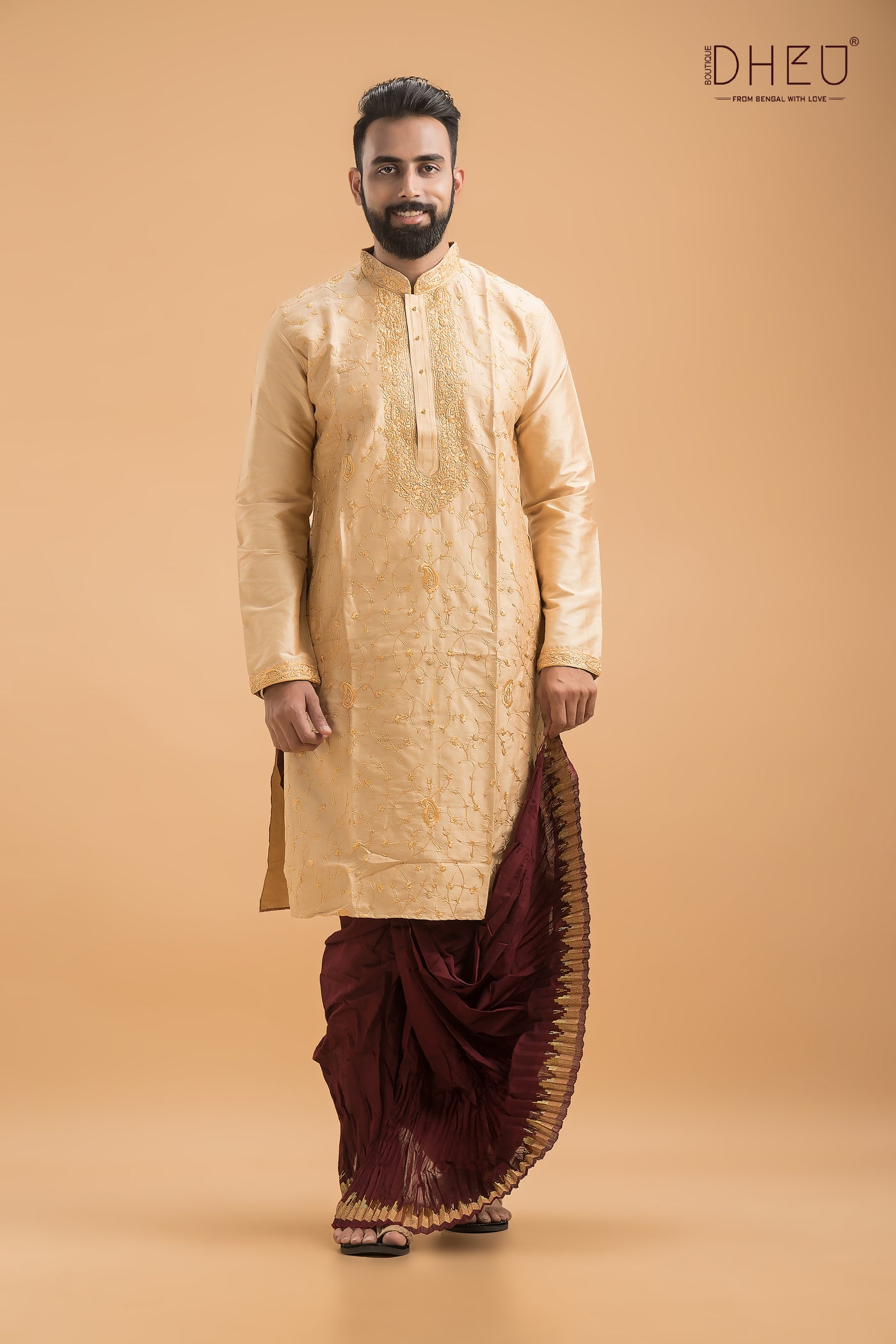 Exclusive Katan Silk Kurta & Dhoti(Optional) Set