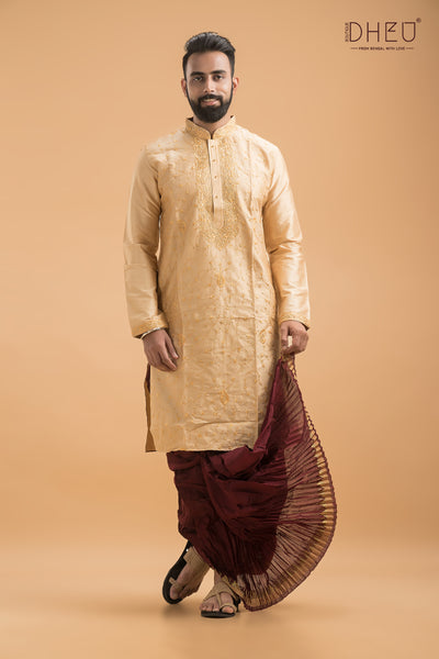 Exclusive Katan Silk Kurta & Dhoti(Optional) Set