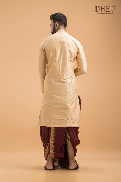 Exclusive Katan Silk Kurta & Dhoti(Optional) Set