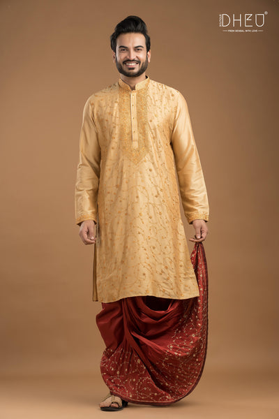 Exclusive Katan Silk Kurta & Dhoti Set