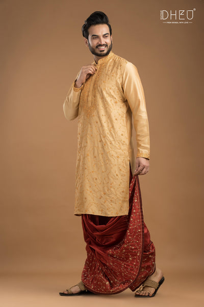 Exclusive Katan Silk Kurta & Dhoti Set