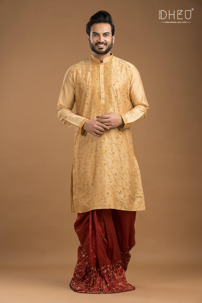 Exclusive Katan Silk Kurta & Dhoti Set