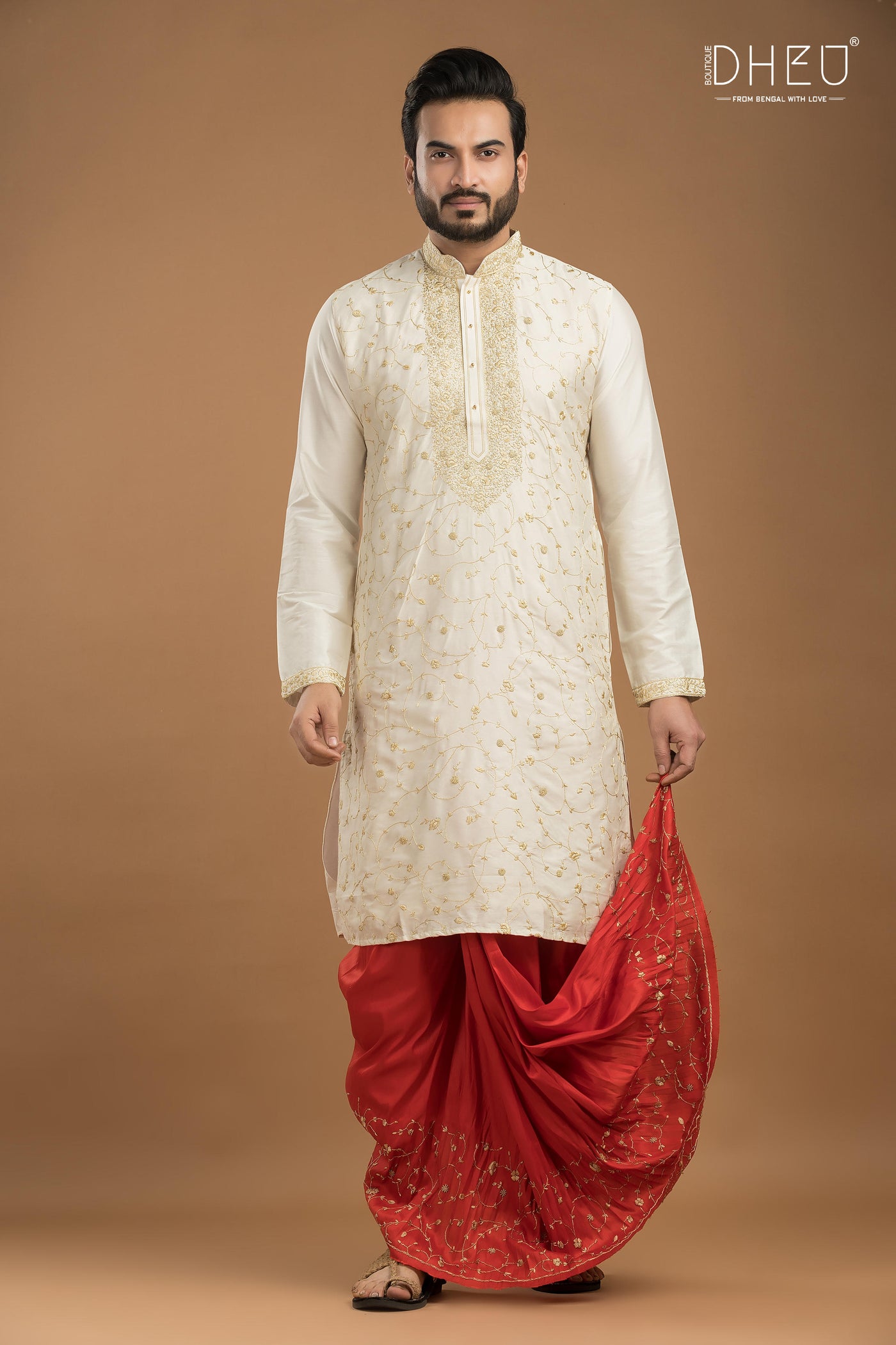 Exclusive Katan Silk Kurta & Dhoti(Optional) Set