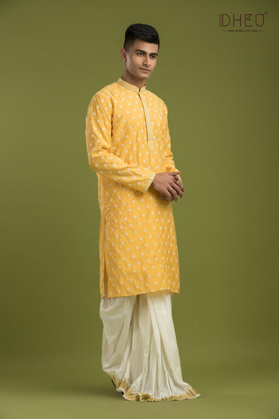 Designer Embroidery Kurta & Dhoti(Optional) Set