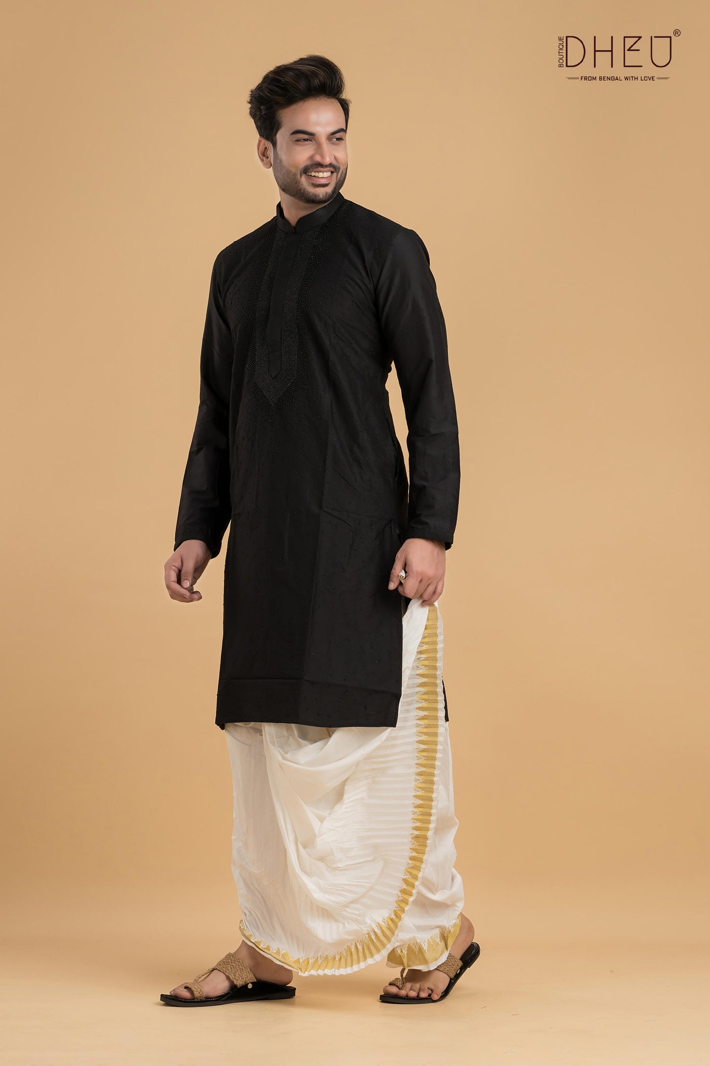 Exclusive Designer Silk Kurta & Dhoti(Optional) Set