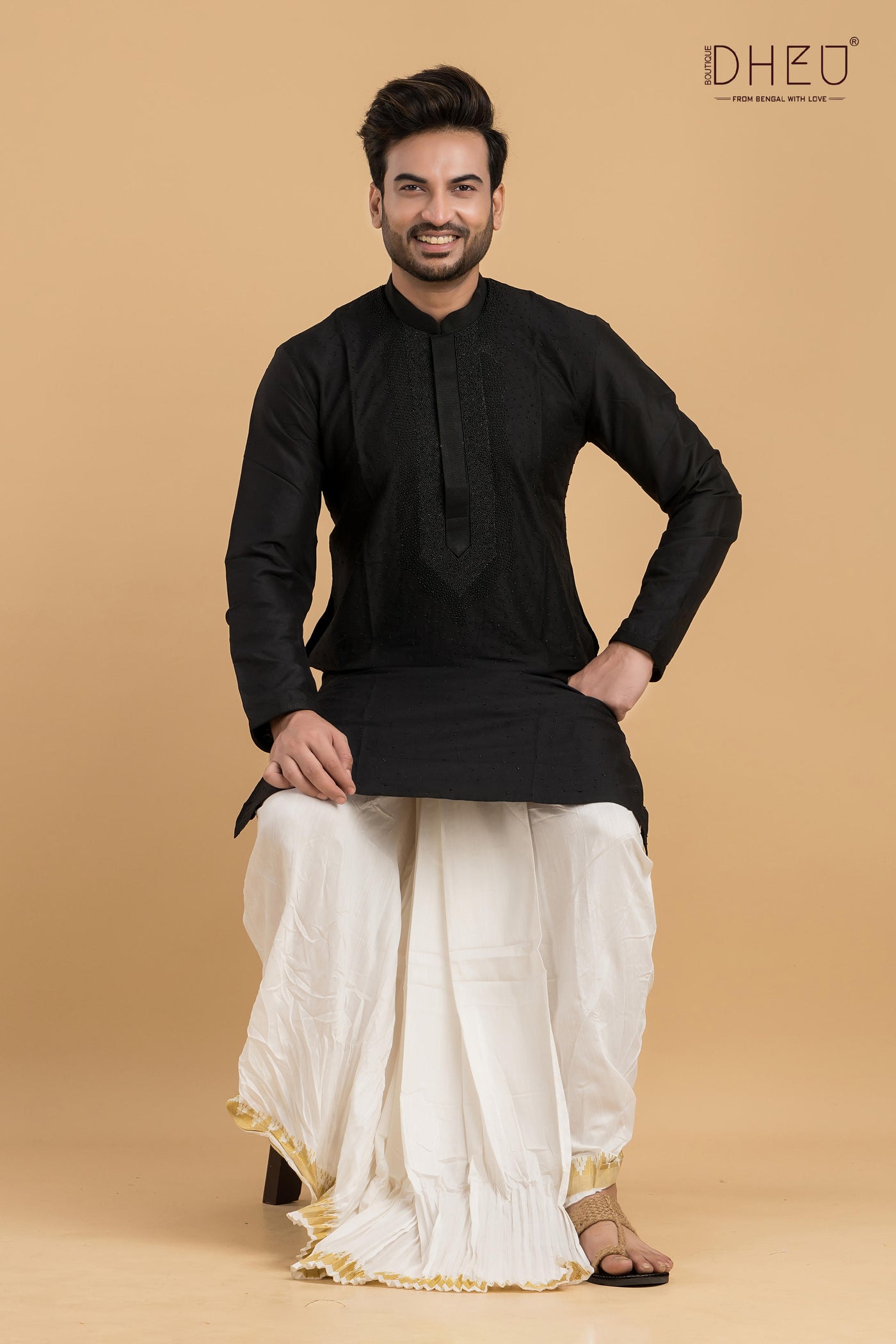 Exclusive Designer Silk Kurta & Dhoti(Optional) Set