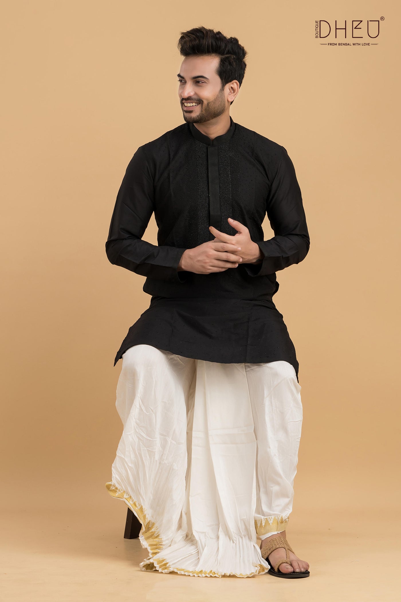 Exclusive Designer Silk Kurta & Dhoti(Optional) Set