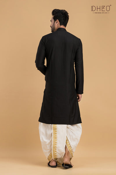 Exclusive Designer Silk Kurta & Dhoti(Optional) Set