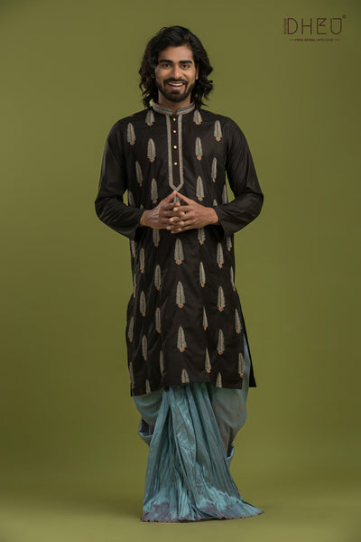 Designer Silk Kurta & Dhoti(Optional) Set