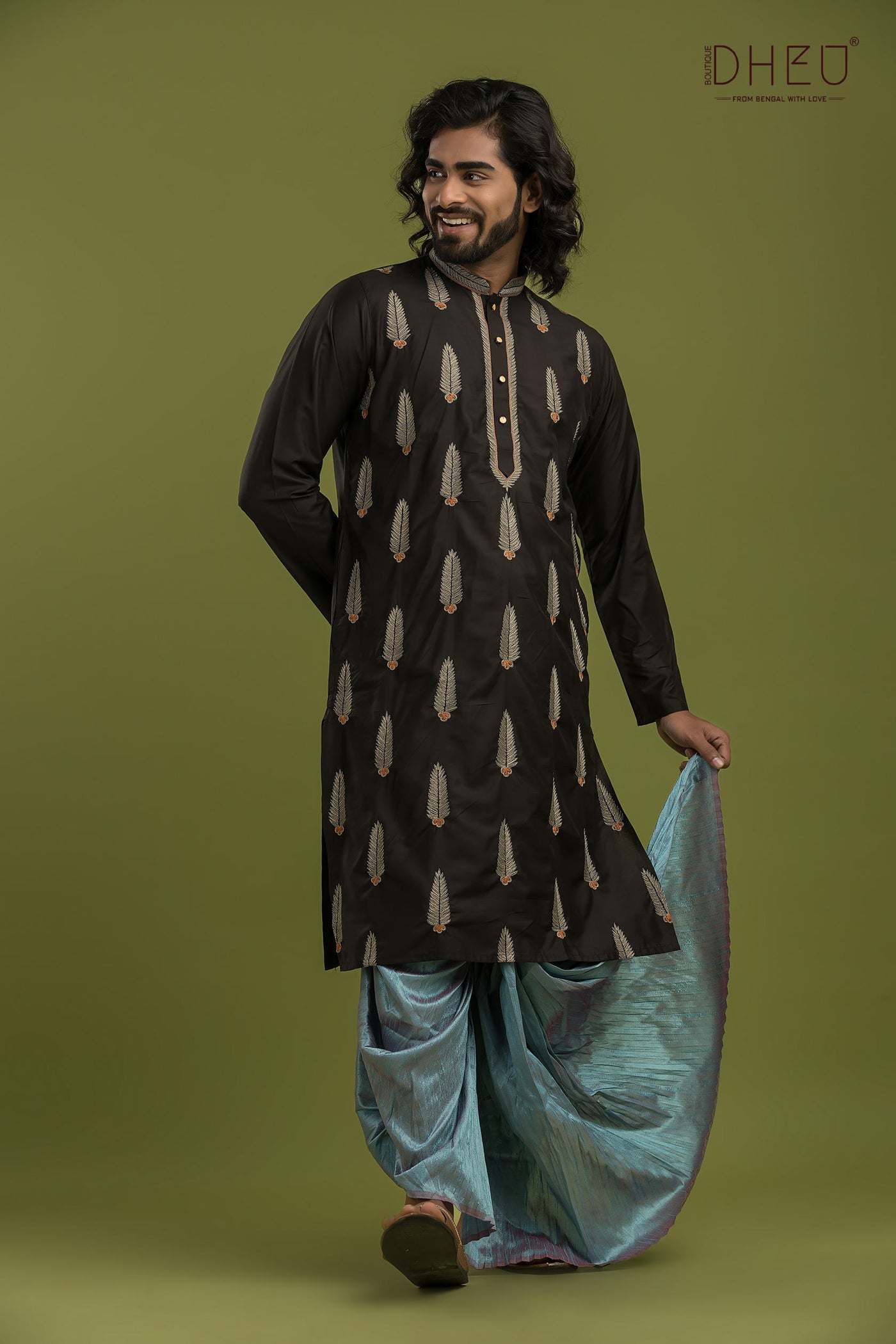 Designer Silk Kurta & Dhoti(Optional) Set