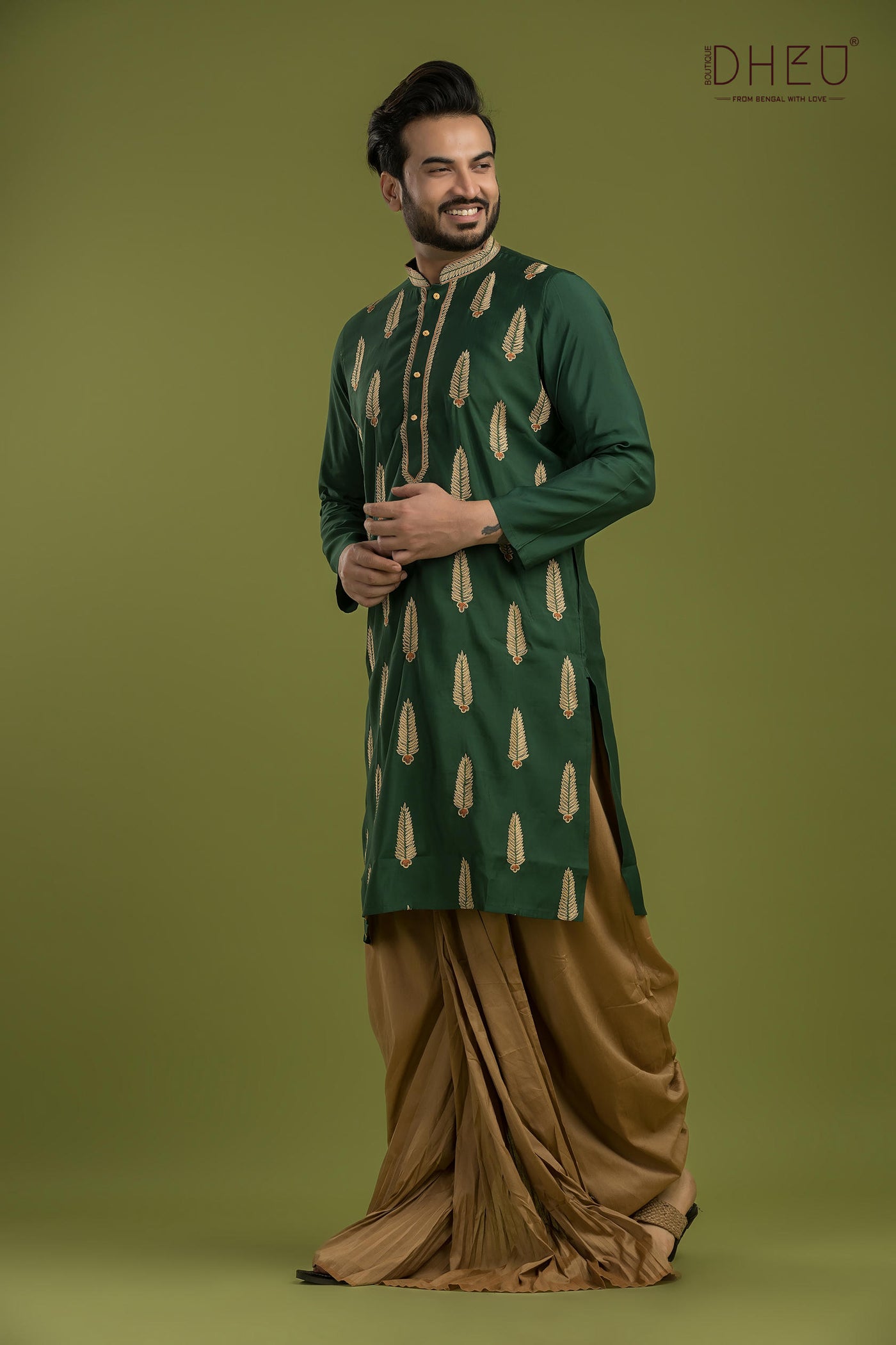 Designer Silk Kurta & Dhoti(Optional) Set