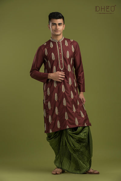 Designer Silk Kurta & Dhoti(Optional) Set