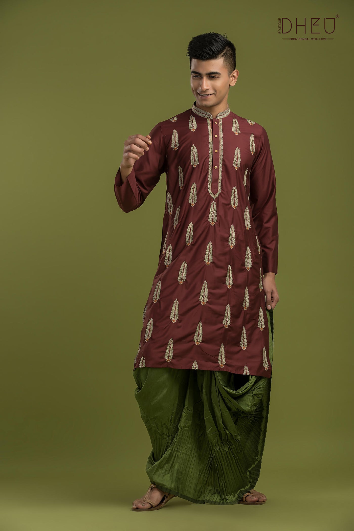 Designer Silk Kurta & Dhoti(Optional) Set