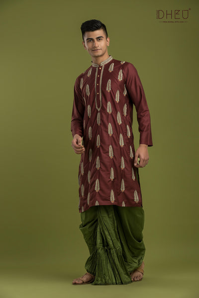 Designer Silk Kurta & Dhoti(Optional) Set