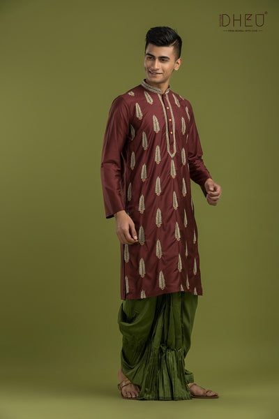 Designer Silk Kurta & Dhoti(Optional) Set