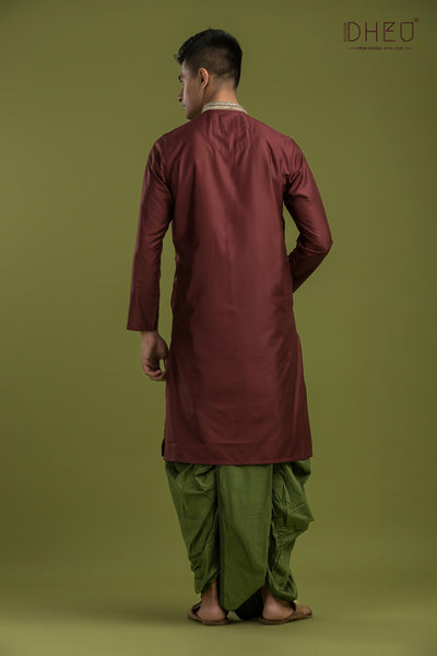 Designer Silk Kurta & Dhoti(Optional) Set