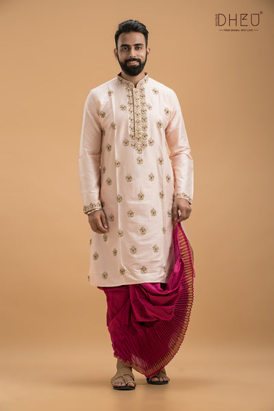 Designer Wedding Kurta & Dhoti(Optional) Set