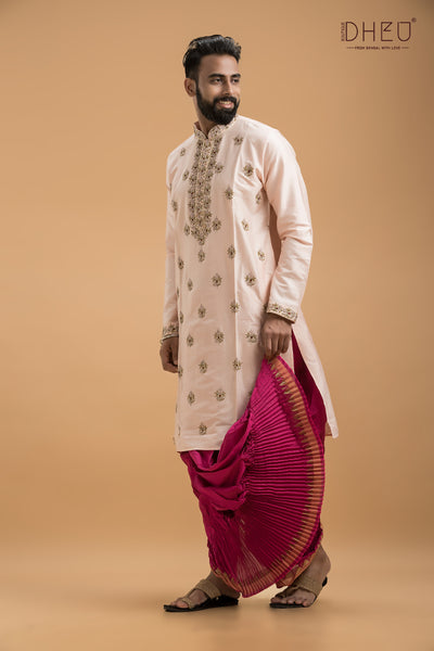 Designer Wedding Kurta & Dhoti(Optional) Set