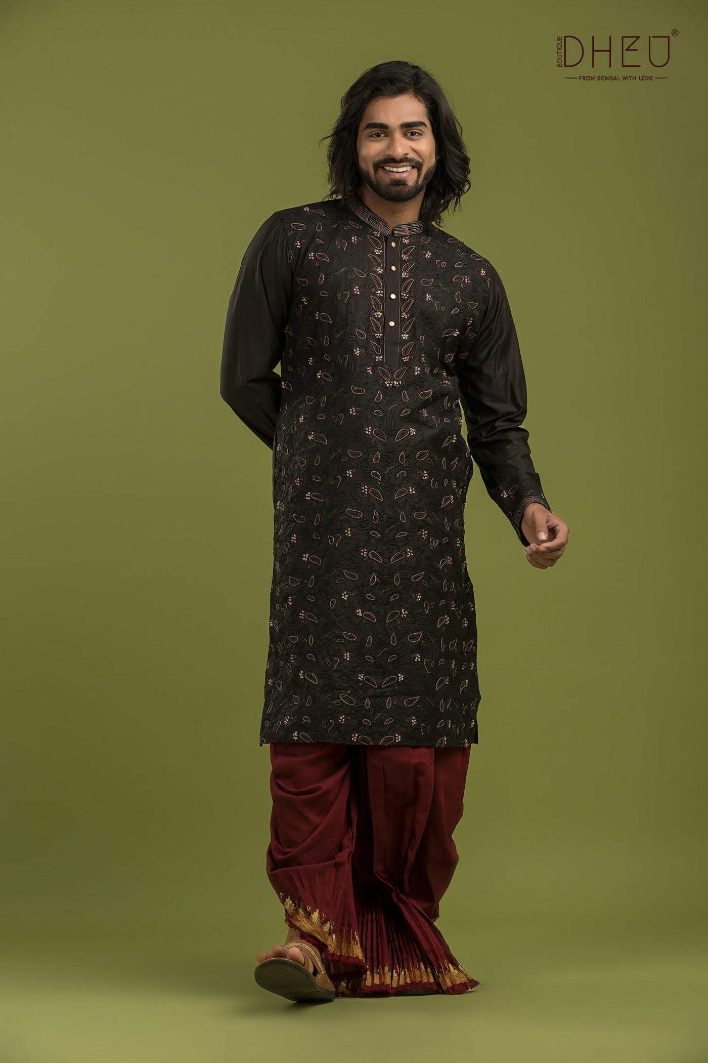 Exclusive Katan Silk Kurta & Dhoti(Optional) Set