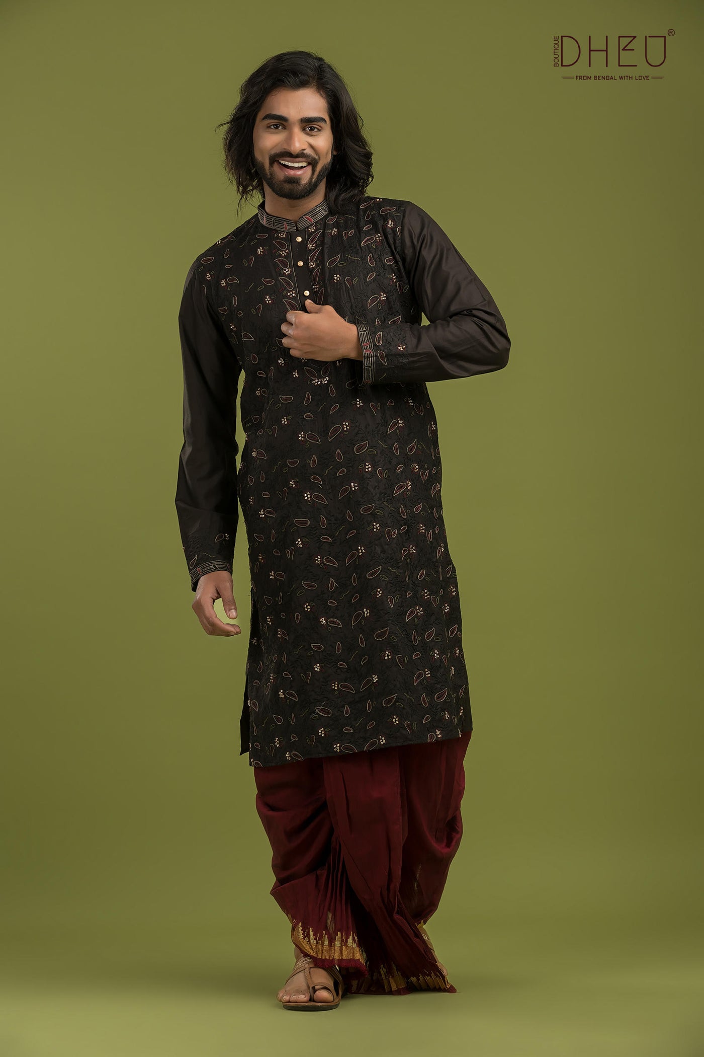 Exclusive Katan Silk Kurta & Dhoti(Optional) Set