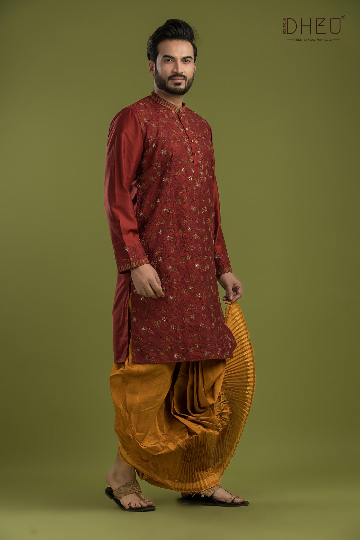 Exclusive Katan Silk Kurta & Dhoti(Optional) Set