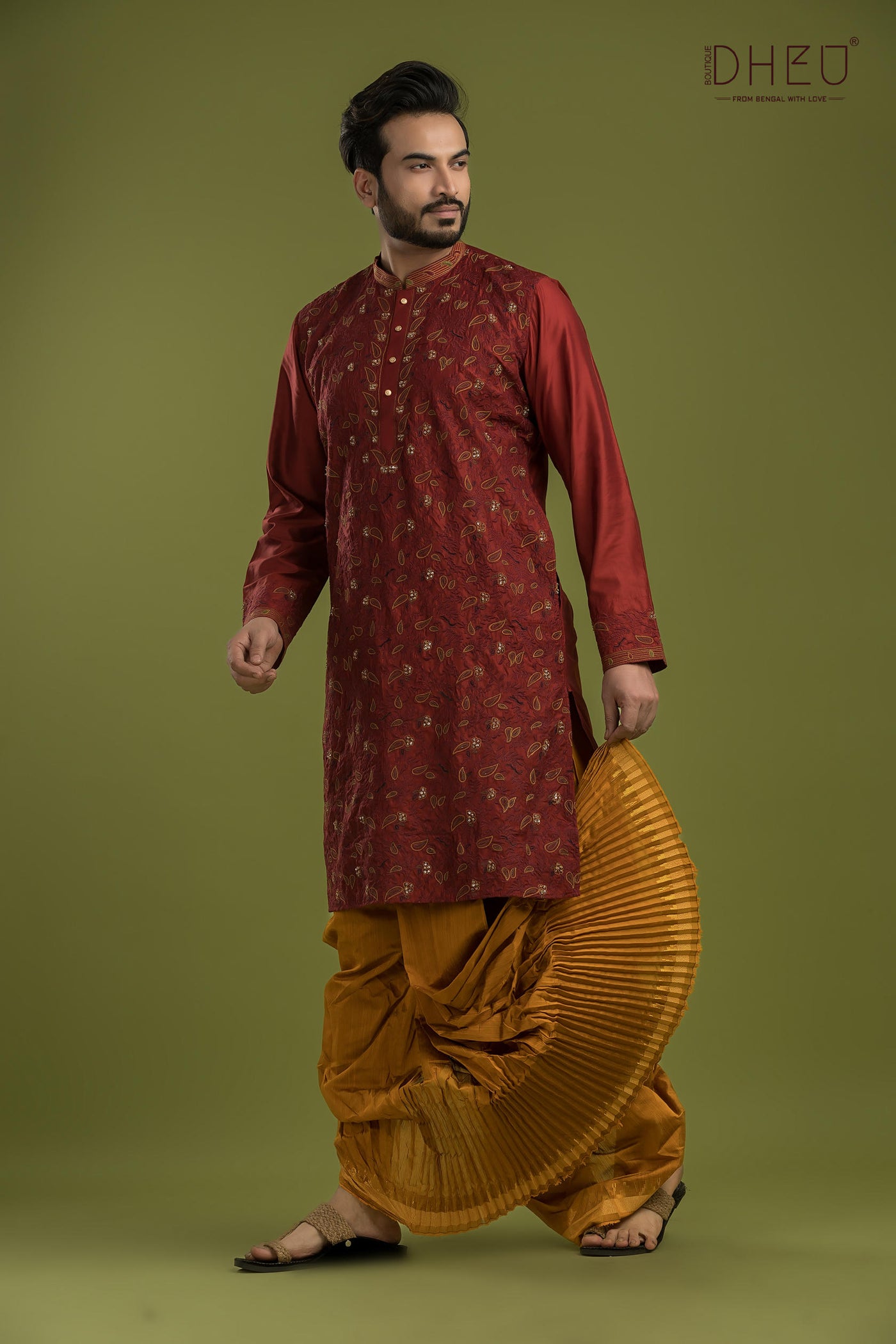 Exclusive Katan Silk Kurta & Dhoti(Optional) Set