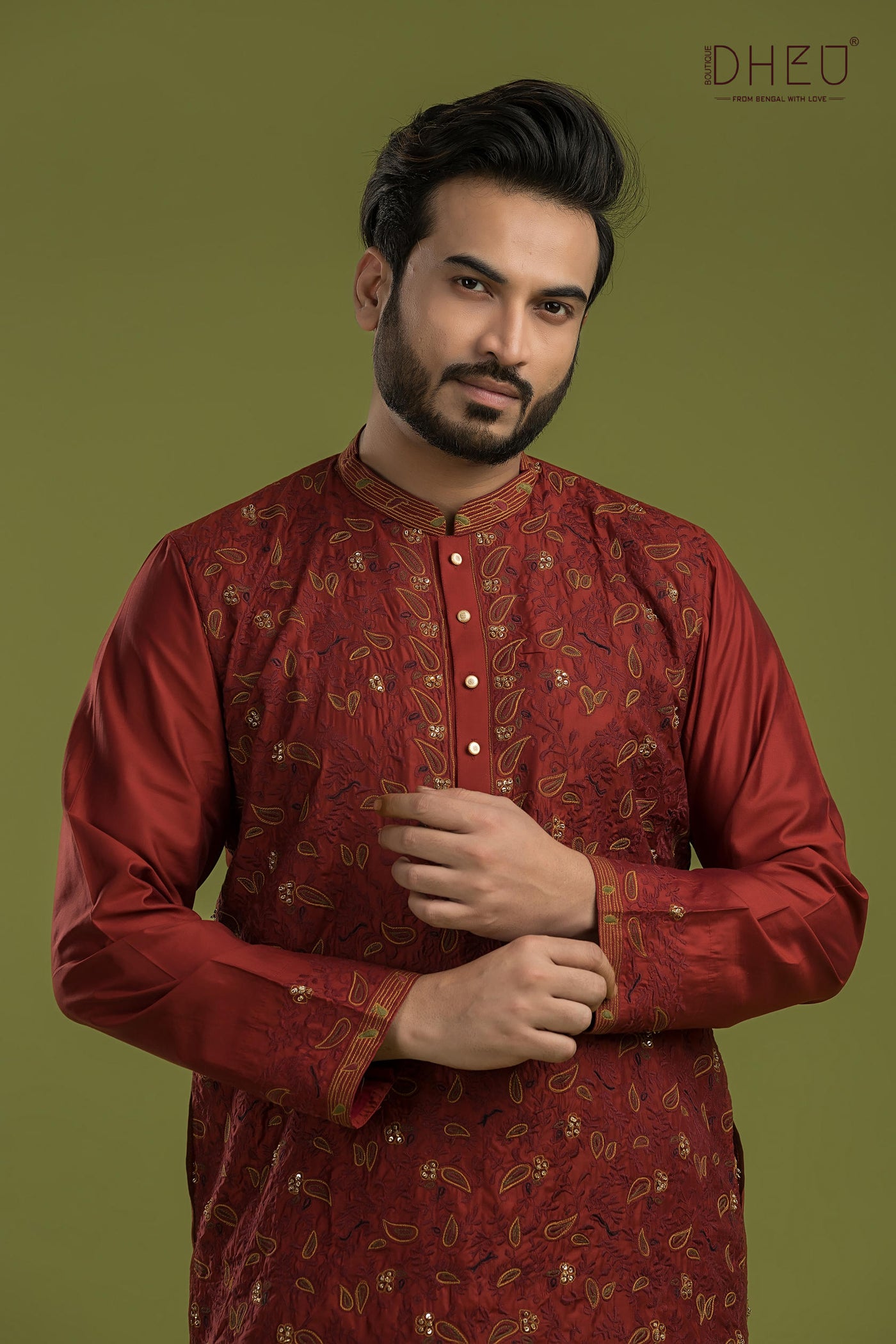 Exclusive Katan Silk Kurta & Dhoti(Optional) Set