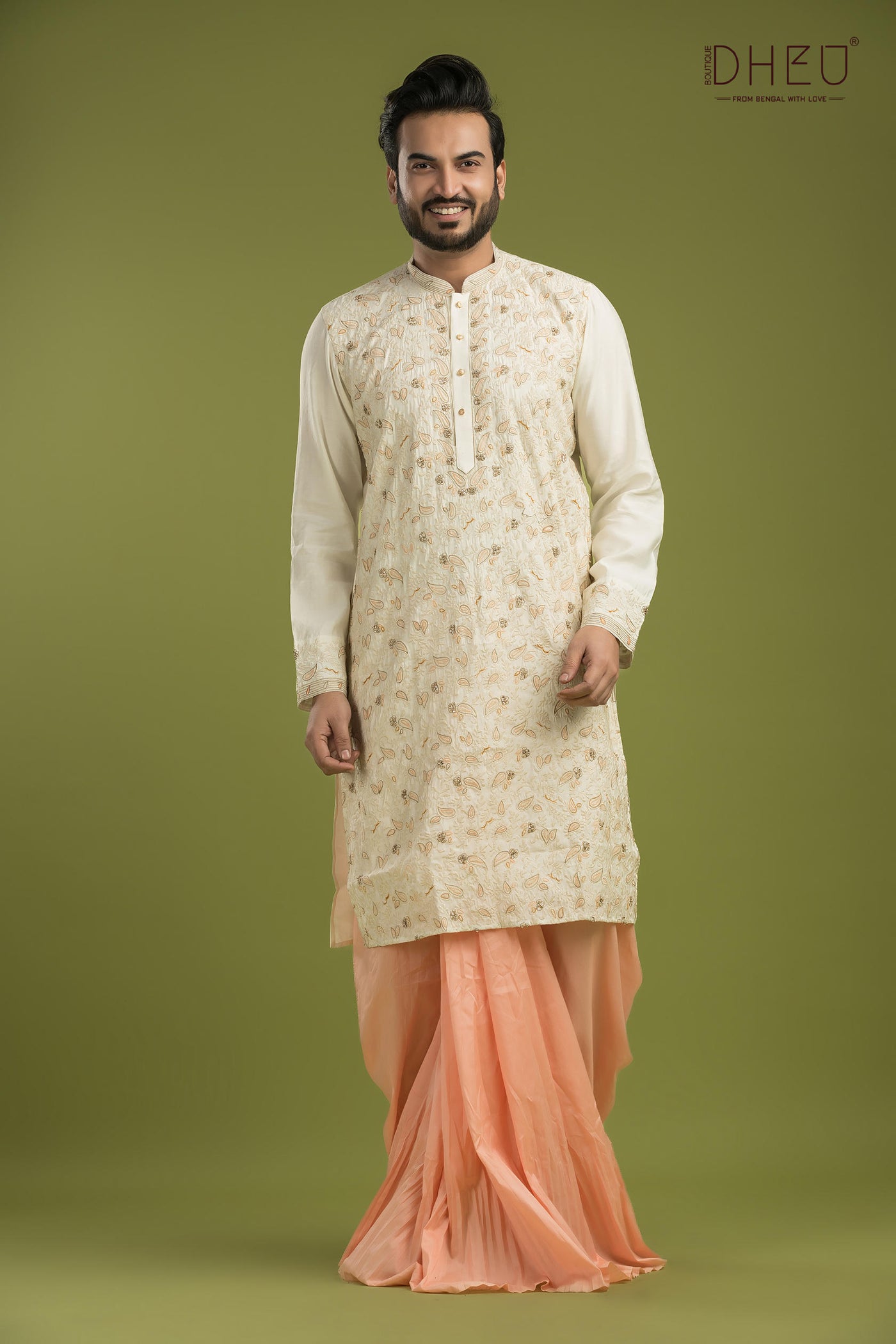 Exclusive Katan Silk Kurta & Dhoti(Optional) Set