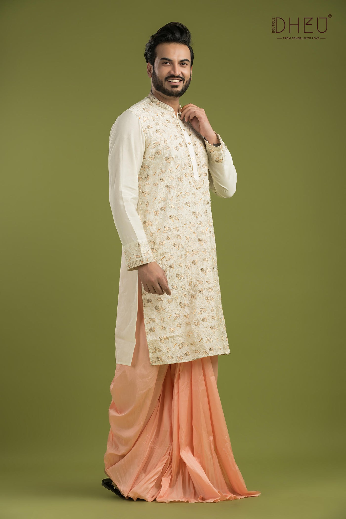 Exclusive Katan Silk Kurta & Dhoti(Optional) Set