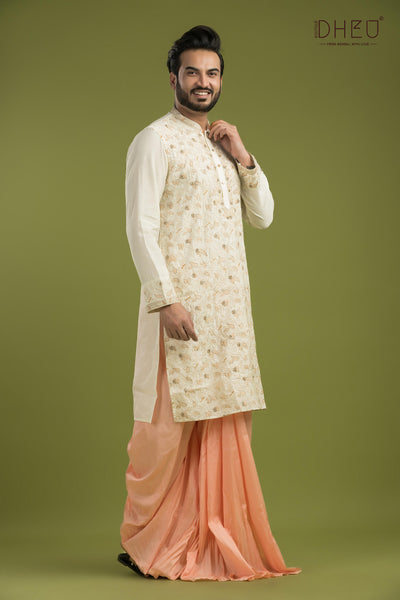 Exclusive Katan Silk Kurta & Dhoti(Optional) Set