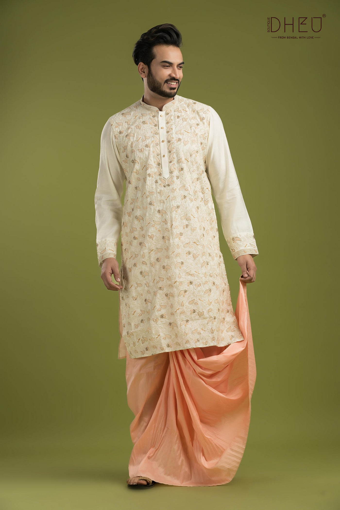 Exclusive Katan Silk Kurta & Dhoti(Optional) Set