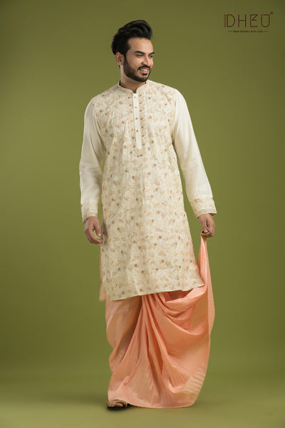 Exclusive Katan Silk Kurta & Dhoti(Optional) Set