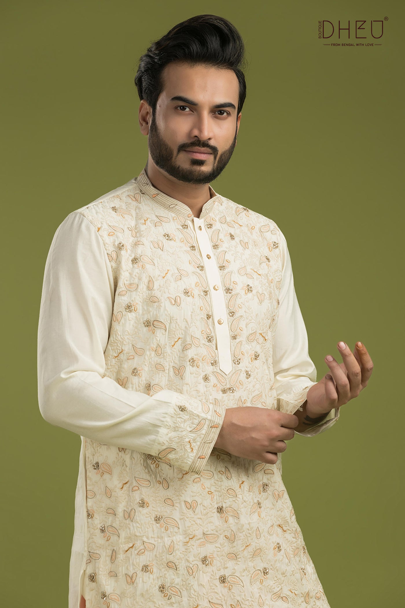 Exclusive Katan Silk Kurta & Dhoti(Optional) Set