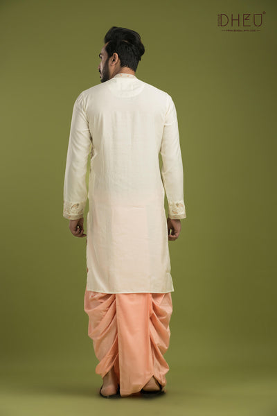 Exclusive Katan Silk Kurta & Dhoti(Optional) Set