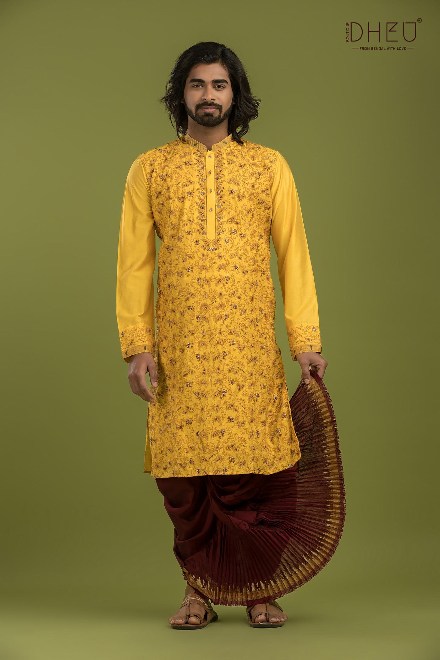 Exclusive Katan Silk Kurta & Dhoti(Optional) Set