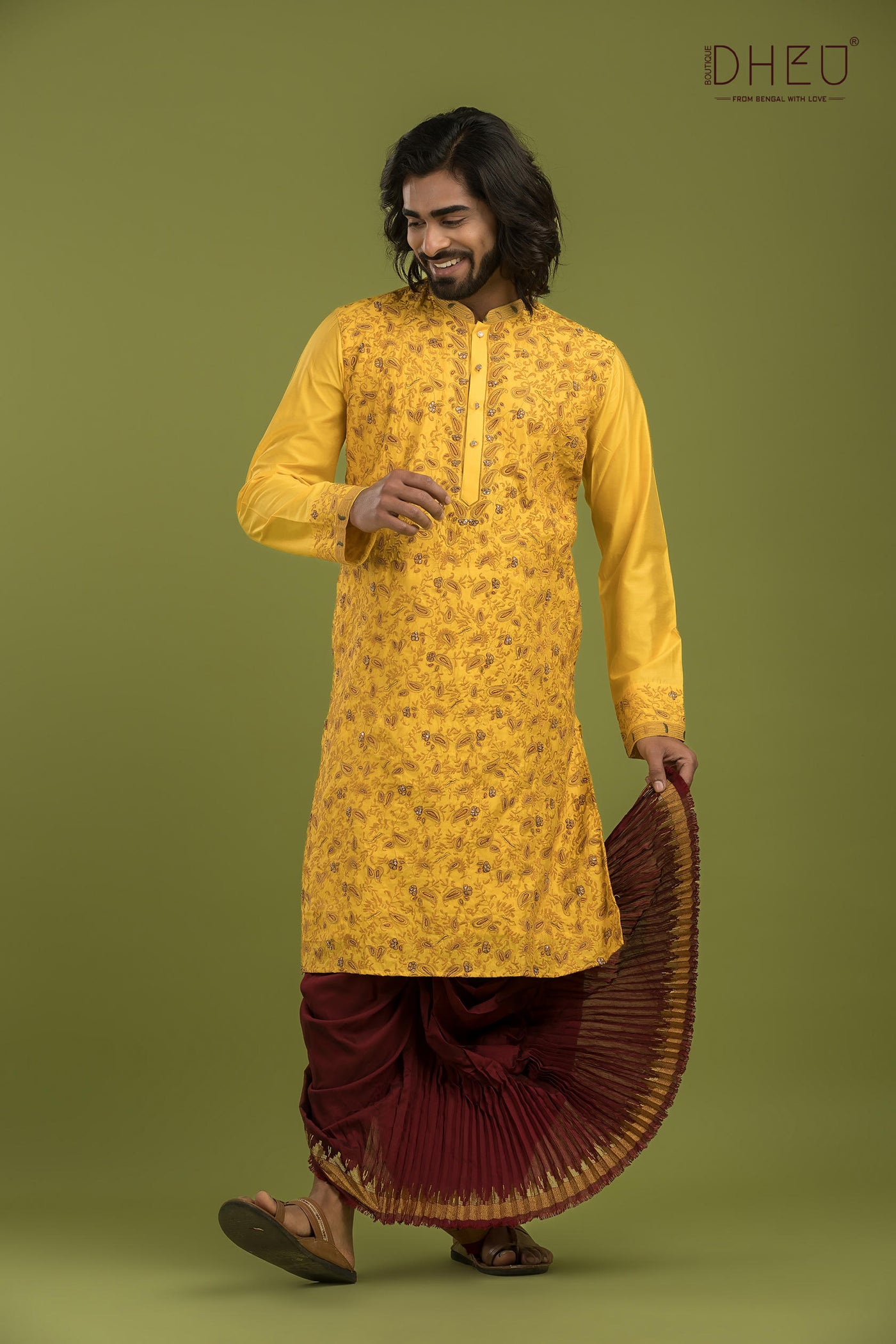 Exclusive Katan Silk Kurta & Dhoti(Optional) Set