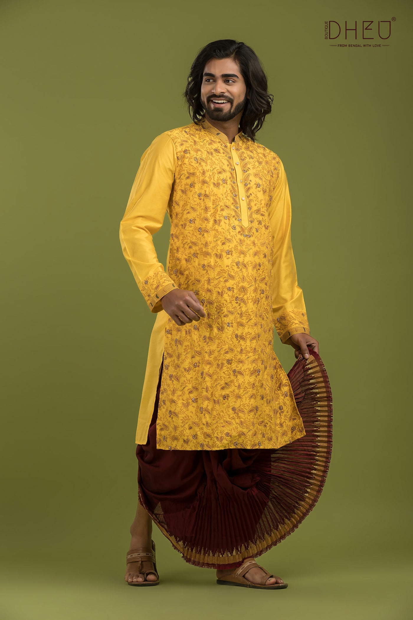 Exclusive Katan Silk Kurta & Dhoti(Optional) Set