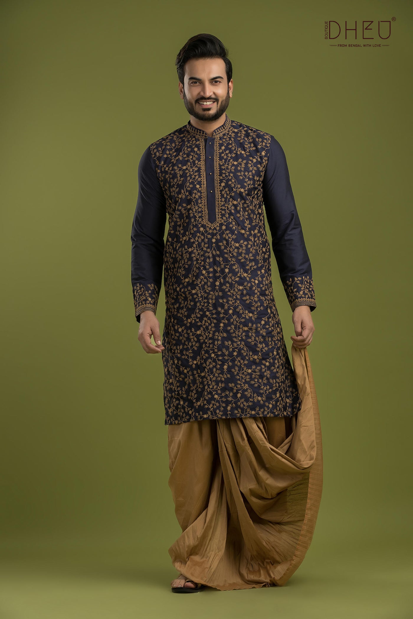 Exclusive Katan Silk Kurta & Dhoti(Optional) Set