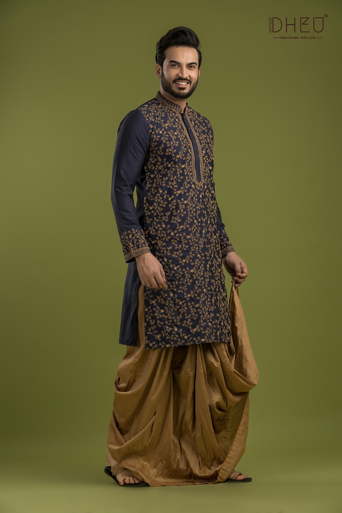 Exclusive Katan Silk Kurta & Dhoti(Optional) Set