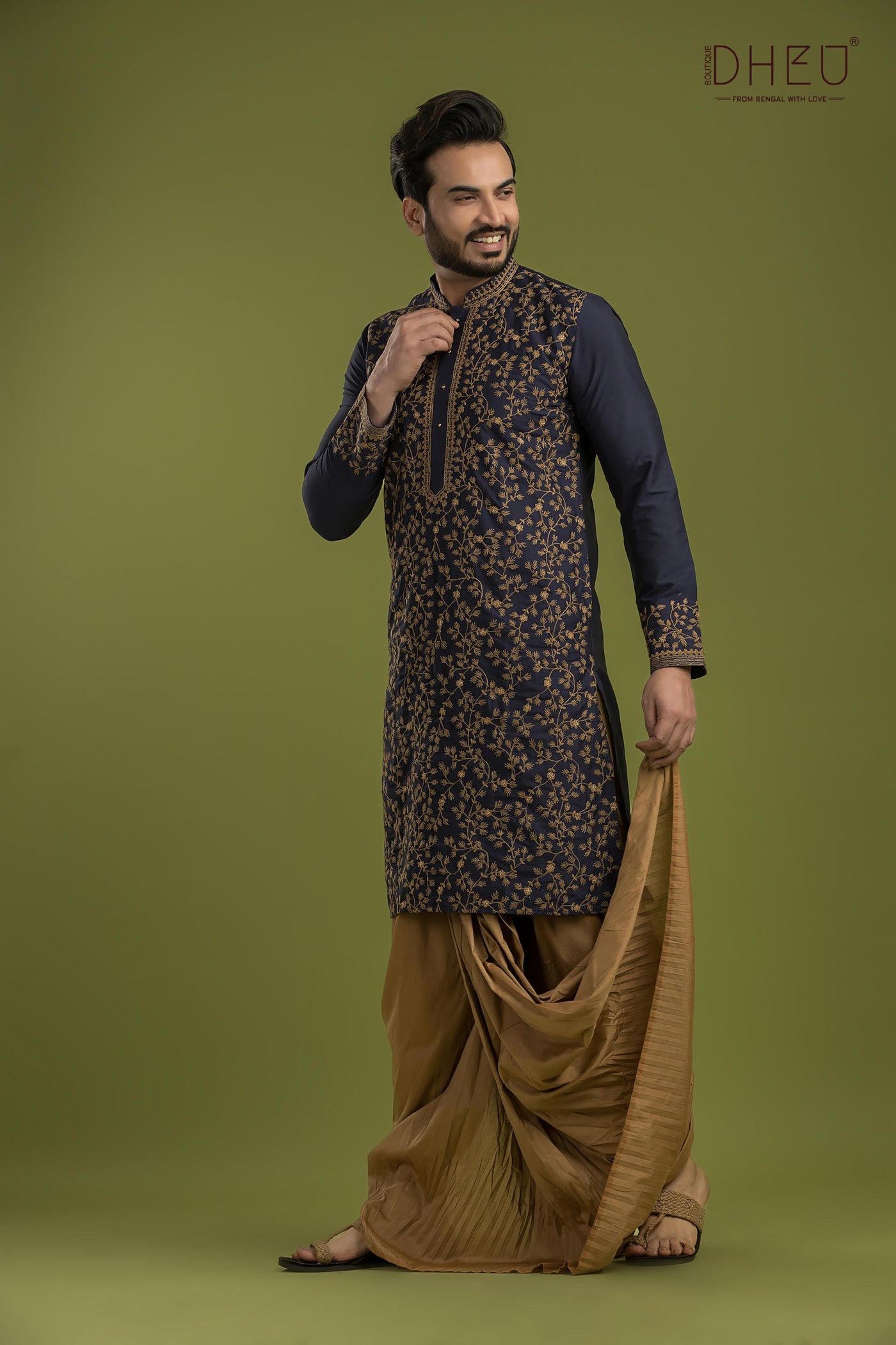 Exclusive Katan Silk Kurta & Dhoti(Optional) Set