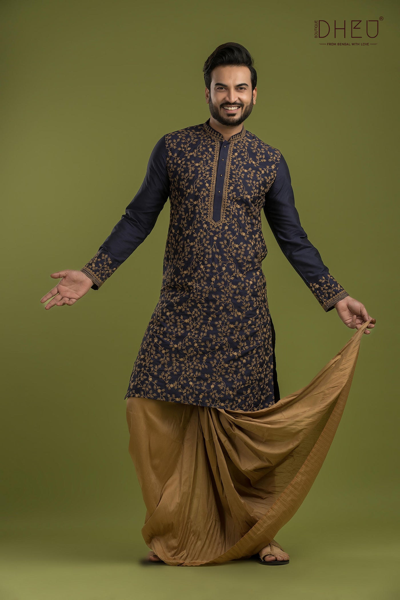 Exclusive Katan Silk Kurta & Dhoti(Optional) Set