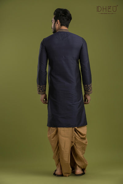 Exclusive Katan Silk Kurta & Dhoti(Optional) Set