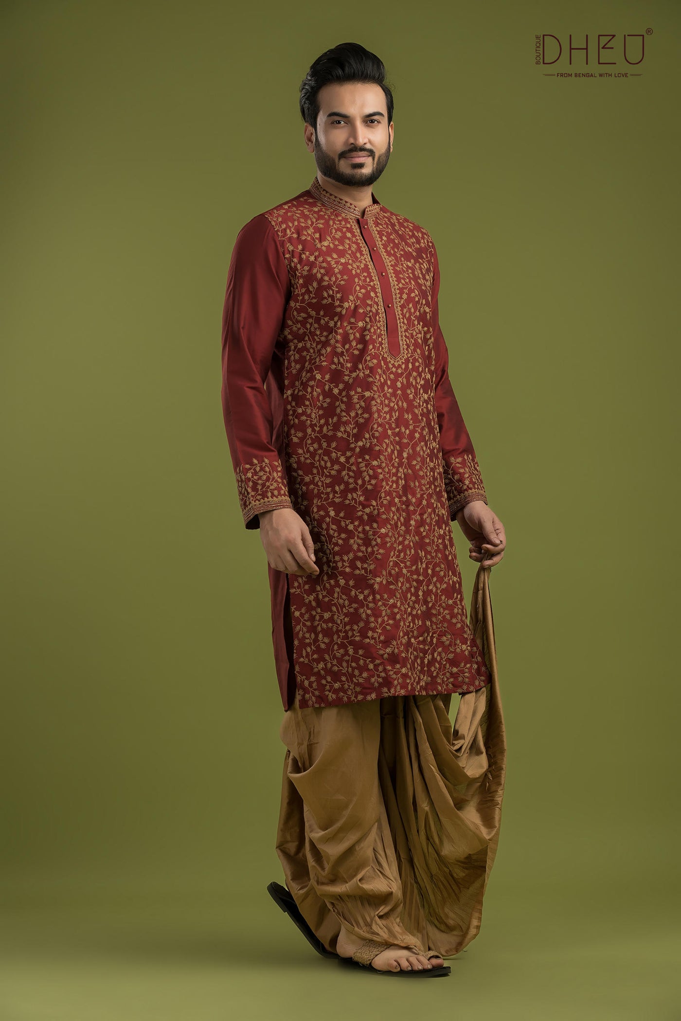 Exclusive Katan Silk Kurta & Dhoti(Optional) Set