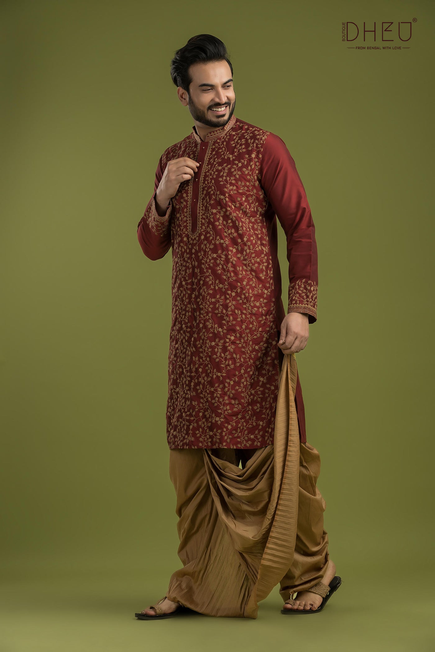 Exclusive Katan Silk Kurta & Dhoti(Optional) Set