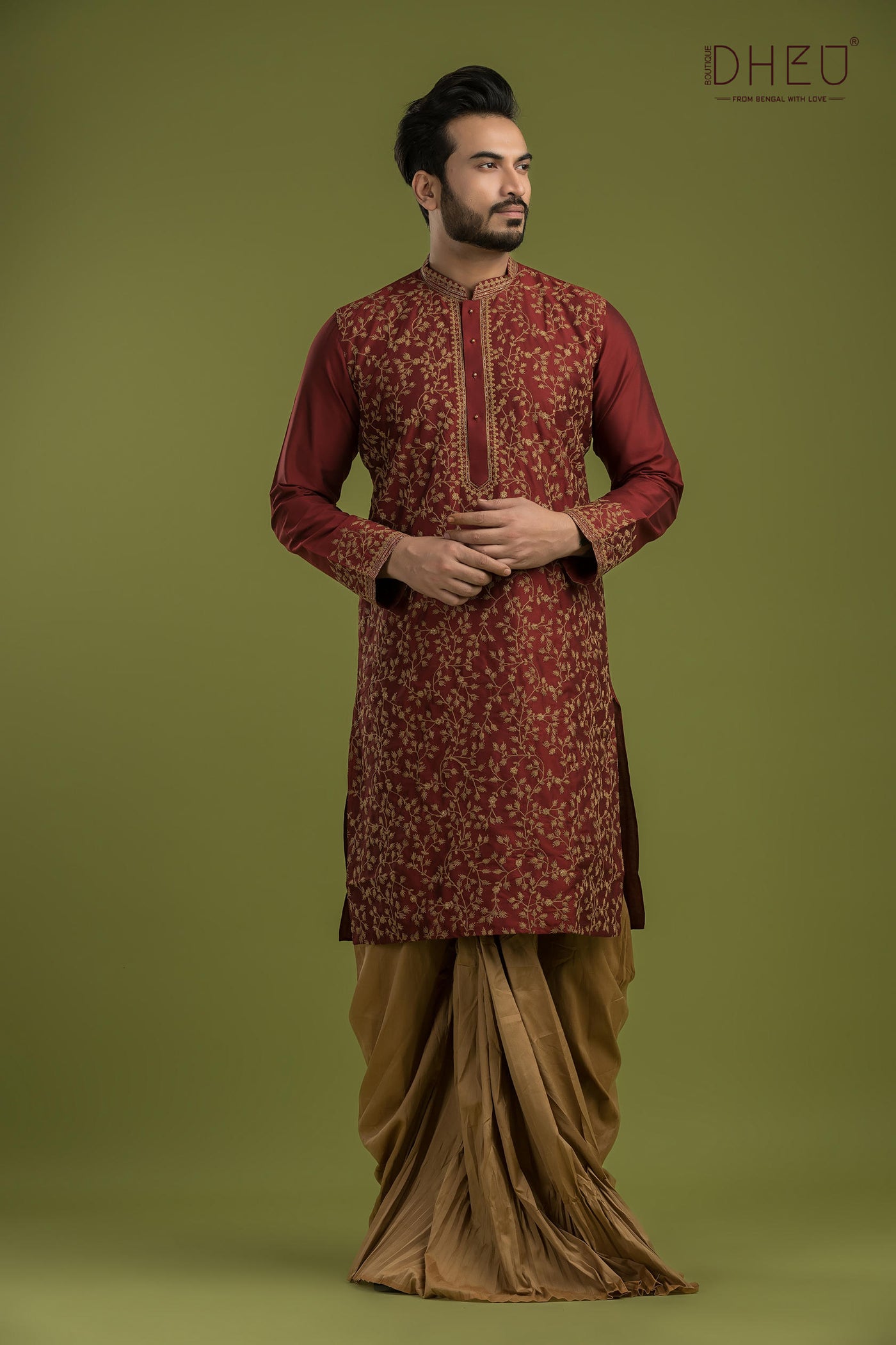 Exclusive Katan Silk Kurta & Dhoti(Optional) Set