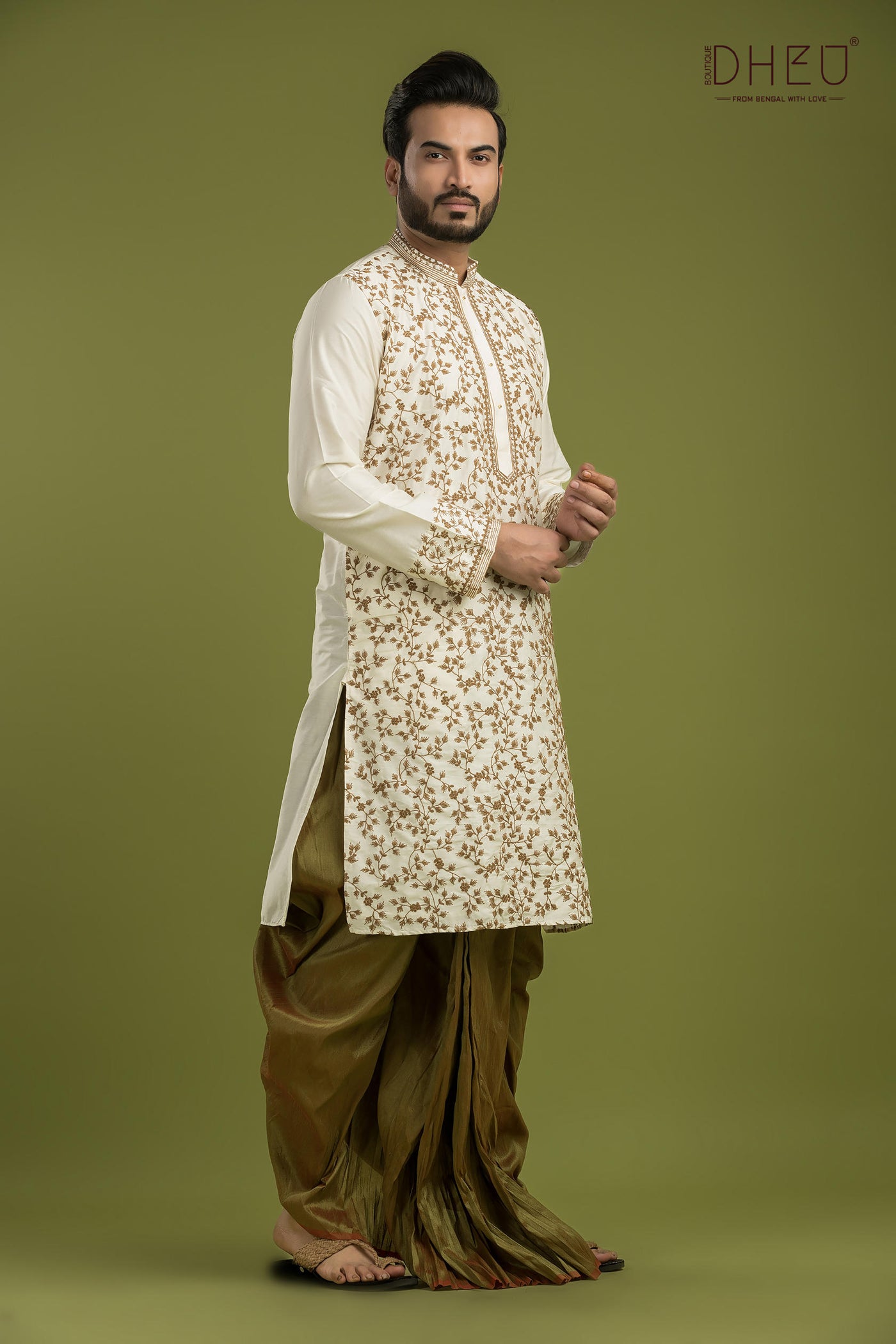 Exclusive Katan Silk Kurta & Dhoti(Optional) Set