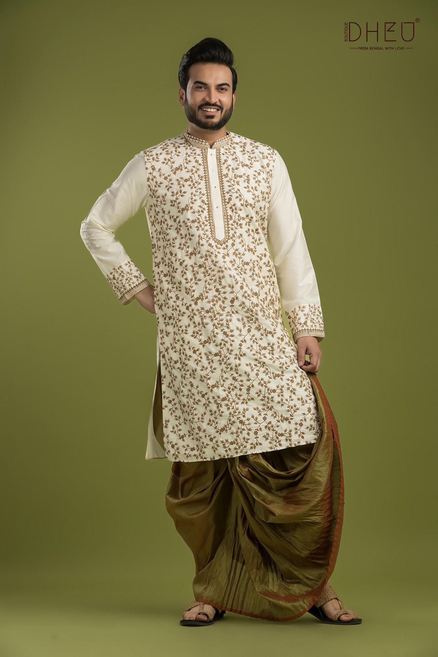 Exclusive Katan Silk Kurta & Dhoti(Optional) Set